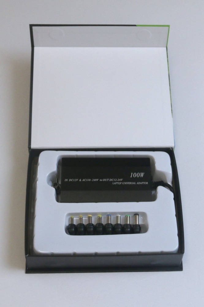 EUROCASE Napájecí univerzální adaptér 100W, vstup AC 110-240V / CAR DC 12V, výstup DC 12-24V, manual