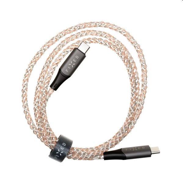 FIXED LED Nabíjecí kabel USB-C/USB-C, PD, 1,2 m, 60 W, duhový