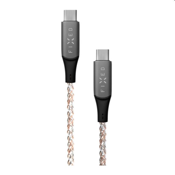 FIXED LED Nabíjecí kabel USB-C/USB-C, PD, 1,2 m, 60 W, duhový