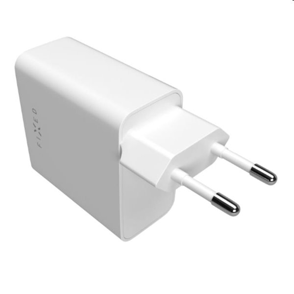 FIXED Síťová nabíječka s 2x USB-C, PD, 65W, bílá