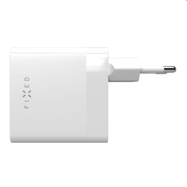 FIXED Síťová nabíječka s 2x USB-C, PD, 65W, bílá