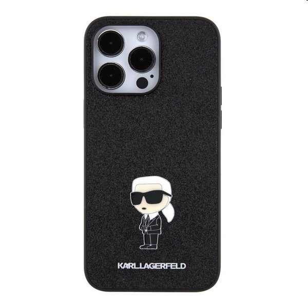 Karl Lagerfeld Fixed Glitter Metal Ikonik pro Apple iPhone 15 Pro, černé