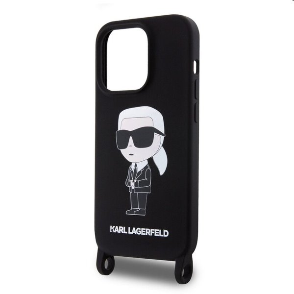 Karl Lagerfeld Liquid Silicone Crossbody Ikonik pro Apple iPhone 15 Pro Max, černé Karl Lagerfeld Liquid Silicone Crossbody Ikonik pro Apple iPhone 15 Pro Max, černé