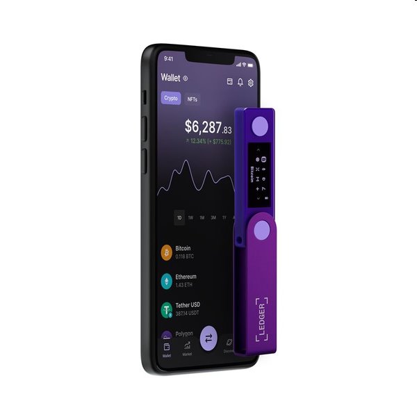 Ledger Nano X hardverová peněženka na kryptoměny, amethyst purple