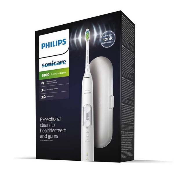 Philips Sonicare ProtectiveClean 6100 series, HX6877/28, Sonický elektrický zubní kartáček bílý