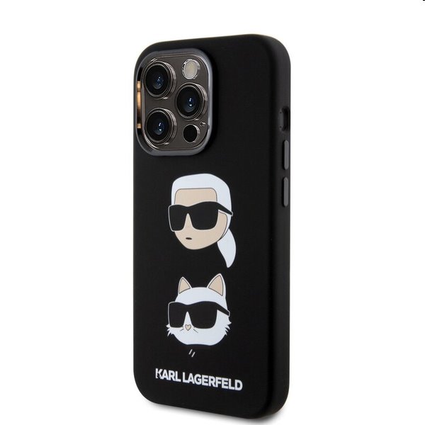 Pouzdro Karl Lagerfeld Liquid Silicone Karl and Choupette Heads pro Apple iPhone 15 Pro, černé