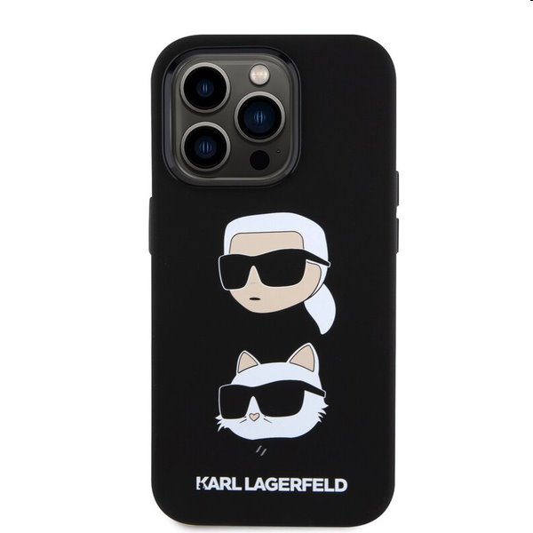 Pouzdro Karl Lagerfeld Liquid Silicone Karl and Choupette Heads pro Apple iPhone 15 Pro, černé