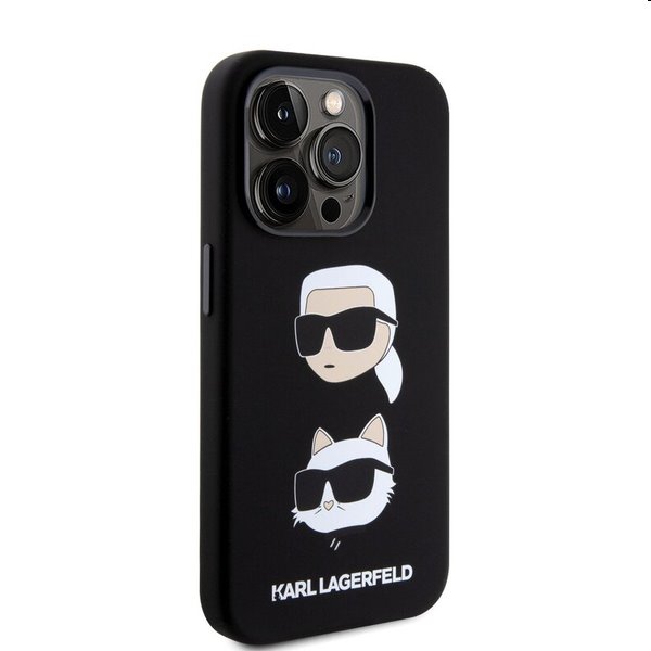 Pouzdro Karl Lagerfeld Liquid Silicone Karl and Choupette Heads pro Apple iPhone 15 Pro Max, černé