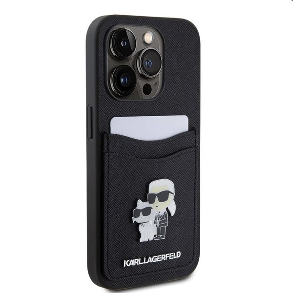 Pouzdro Karl Lagerfeld PU Saffiano Card Slot Metal Karl and Choupette pro Apple iPhone 15 Pro Max, černé Pouzdro Karl Lagerfeld PU Saffiano Card Slot Metal Karl and Choupette pro Apple iPhone 15 Pro Max, černé