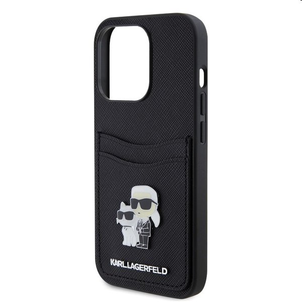 Pouzdro Karl Lagerfeld PU Saffiano Card Slot Metal Karl and Choupette pro Apple iPhone 15 Pro Max, černé Pouzdro Karl Lagerfeld PU Saffiano Card Slot Metal Karl and Choupette pro Apple iPhone 15 Pro Max, černé
