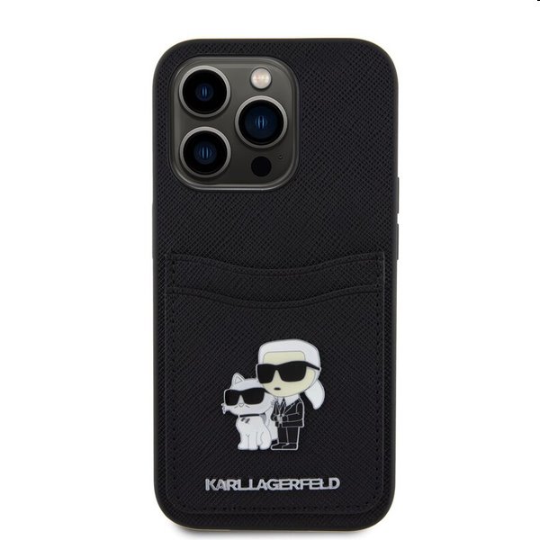 Pouzdro Karl Lagerfeld PU Saffiano Card Slot Metal Karl and Choupette pro Apple iPhone 15 Pro Max, černé Pouzdro Karl Lagerfeld PU Saffiano Card Slot Metal Karl and Choupette pro Apple iPhone 15 Pro Max, černé