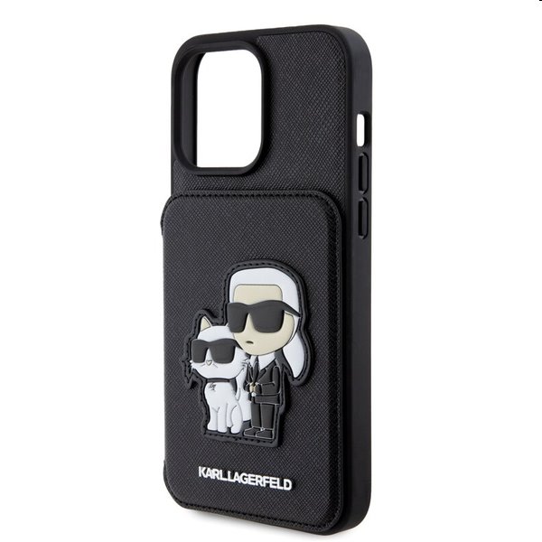 Pouzdro Karl Lagerfeld PU Saffiano Card Slot Stand Karl and Choupette pro Apple iPhone 15 Pro, černé