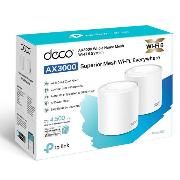 tp-link Deco X50 (2-PACK), AX3000 Whole Home Mesh Wi-Fi 6 Unit