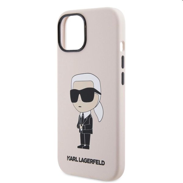Zadní kryt Karl Lagerfeld Liquid Silicone Ikonik NFT pro Apple iPhone 15, růžové