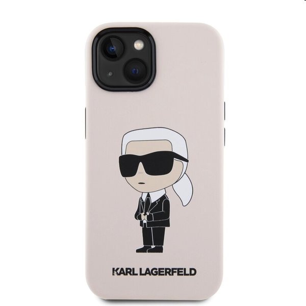 Zadní kryt Karl Lagerfeld Liquid Silicone Ikonik NFT pro Apple iPhone 15, růžové