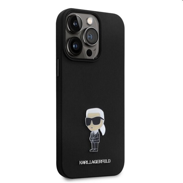 Zadní kryt Karl Lagerfeld Liquid Silicone Metal Ikonik pro Apple iPhone 15 Pro Max, černé