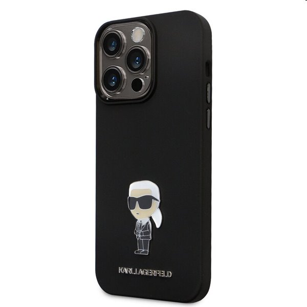 Zadní kryt Karl Lagerfeld Liquid Silicone Metal Ikonik pro Apple iPhone 15 Pro Max, černé
