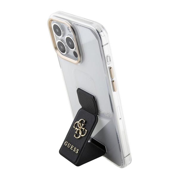 Guess PU Grip Stand 4G Metal Logo Zadní kryt pro iPhone 15 Pro Max, black