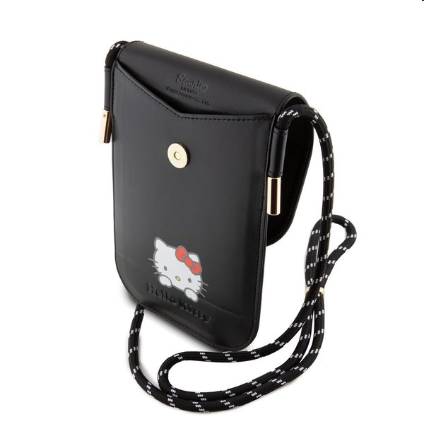 Hello Kitty PU Daydreaming Logo Leather Wallet Phone Bag, black Hello Kitty PU Daydreaming Logo Leather Wallet Phone Bag, black