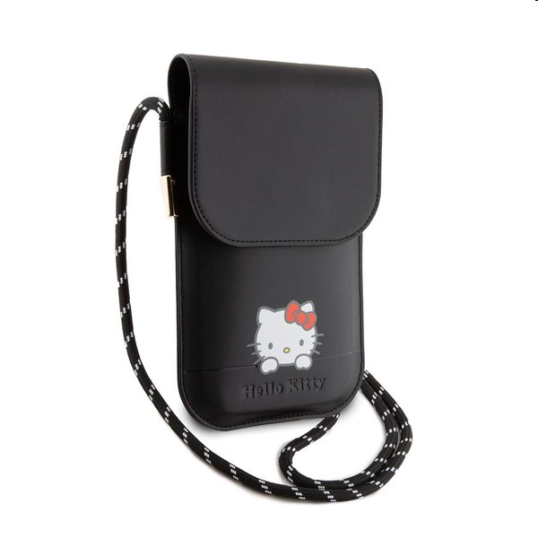 Hello Kitty PU Daydreaming Logo Leather Wallet Phone Bag, black