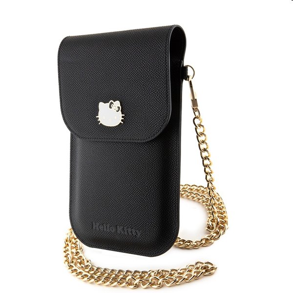 Hello Kitty PU Metal Logo Leather Wallet Phone Bag, black Hello Kitty PU Metal Logo Leather Wallet Phone Bag, black