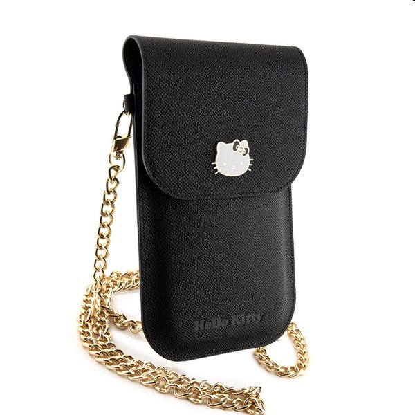 Hello Kitty PU Metal Logo Leather Wallet Phone Bag, black Hello Kitty PU Metal Logo Leather Wallet Phone Bag, black