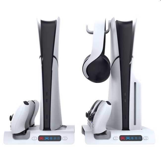 iPega PlayStation 5 Slim, Dualsense, Pulse 3D RGB dock w/ cooling, white