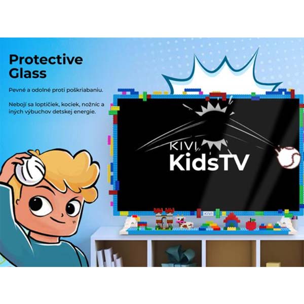 Kiwi TV pro děti, 32" (81cm), FHD, Android TV 11, 1920x1080, ochranné sklo, noční světlo