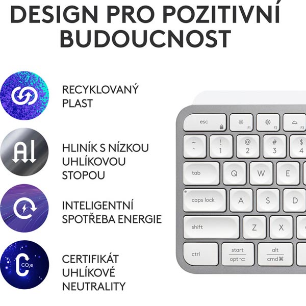 Logitech MX Keys S - bezdrátová podsvícená klávesnice - US - světle šedá Logitech MX Keys S - bezdrátová podsvícená klávesnice - US - světle šedá