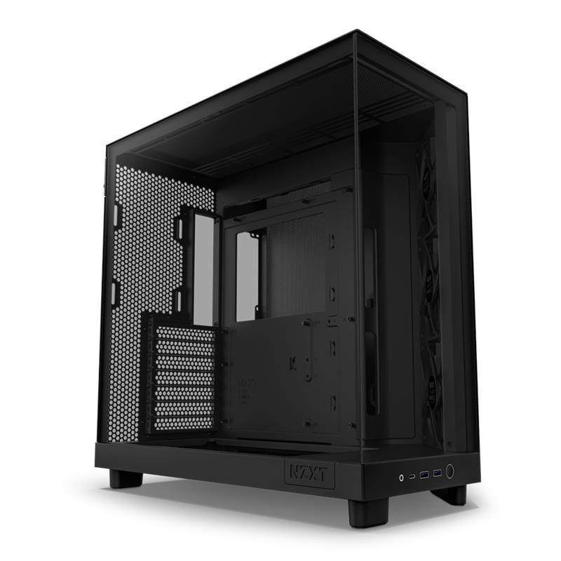 NZXT case H6 Flow / 3x120 mm fan / tempered glass / mesh panel / black NZXT case H6 Flow / 3x120 mm fan / tempered glass / mesh panel / black