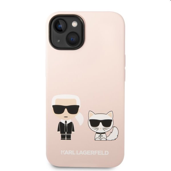 Pouzdro Karl Lagerfeld MagSafe Liquid Silicone Karl and Choupette pro Apple iPhone 14, růžové