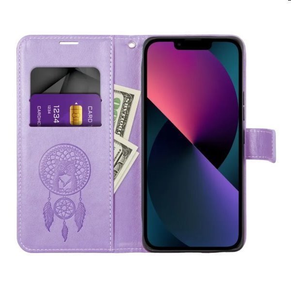 Pouzdro MEZZO Book dreamcatcher pro Apple iPhone 7/8/SE 20/SE 22, fialové Pouzdro MEZZO Book dreamcatcher pro Apple iPhone 7/8/SE 20/SE 22, fialové