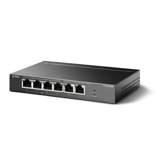 TP-Link TL-SF1006P, 6-Port 10/100 Mbps Desktop Switch with 4-Port PoE, 4x 10/100 Mbps PoE Ports, 2x 10/100 Mbps Non-Po TP-Link TL-SF1006P, 6-Port 10/100 Mbps Desktop Switch with 4-Port PoE, 4x 10/100 Mbps PoE Ports, 2x 10/100 Mbps Non-Po