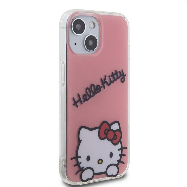 Zadní kryt Hello Kitty IML Daydreaming Logo pro Apple iPhone 15, růžové