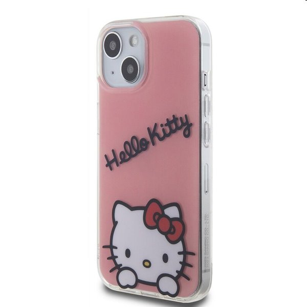 Zadní kryt Hello Kitty IML Daydreaming Logo pro Apple iPhone 15, růžové