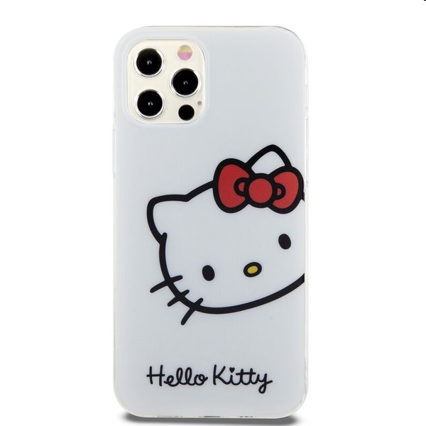 Zadní kryt Hello Kitty IML Head Logo pro Apple iPhone 12/12 Pro, bílé