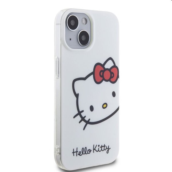 Zadní kryt Hello Kitty IML Head Logo pro Apple iPhone 15, bílé