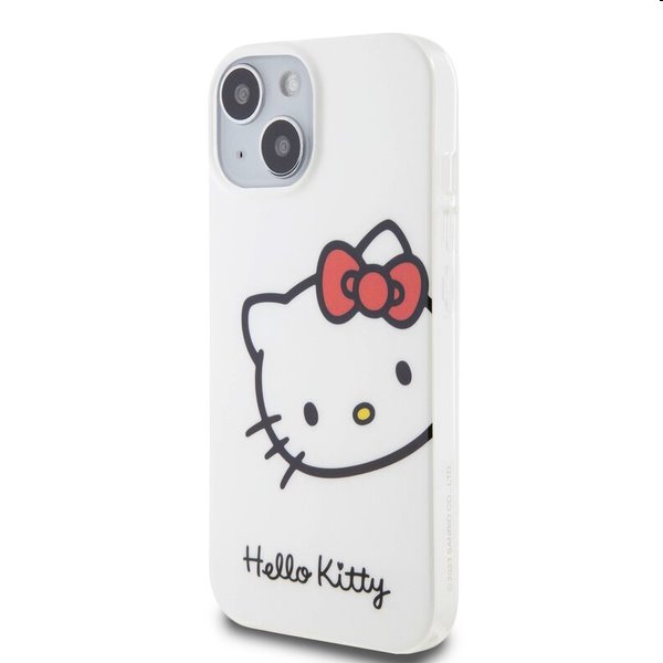 Zadní kryt Hello Kitty IML Head Logo pro Apple iPhone 15, bílé