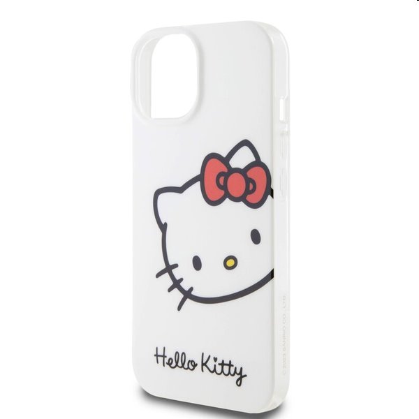 Zadní kryt Hello Kitty IML Head Logo pro Apple iPhone 15, bílé