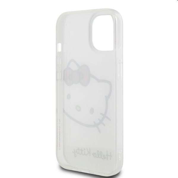 Zadní kryt Hello Kitty IML Head Logo pro Apple iPhone 15, bílé