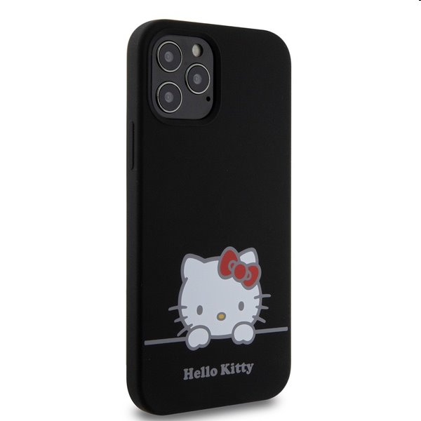 Zadní kryt Hello Kitty Liquid Silicone Daydreaming Logo pro Apple iPhone 12/12 Pro, černé