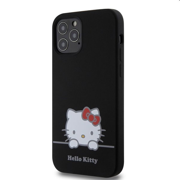 Zadní kryt Hello Kitty Liquid Silicone Daydreaming Logo pro Apple iPhone 12/12 Pro, černé