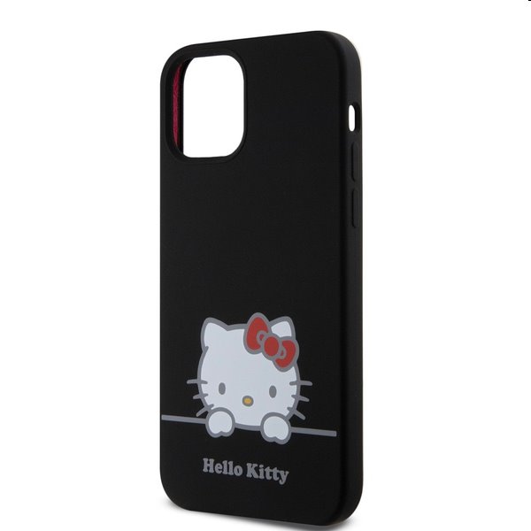 Zadní kryt Hello Kitty Liquid Silicone Daydreaming Logo pro Apple iPhone 12/12 Pro, černé