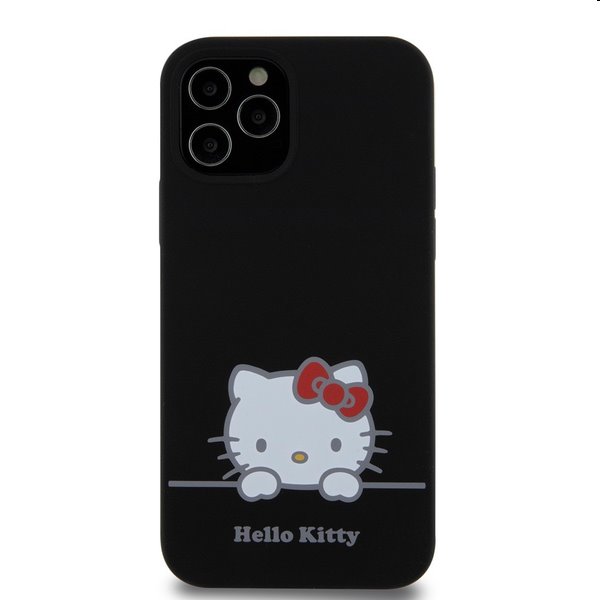 Zadní kryt Hello Kitty Liquid Silicone Daydreaming Logo pro Apple iPhone 12/12 Pro, černé