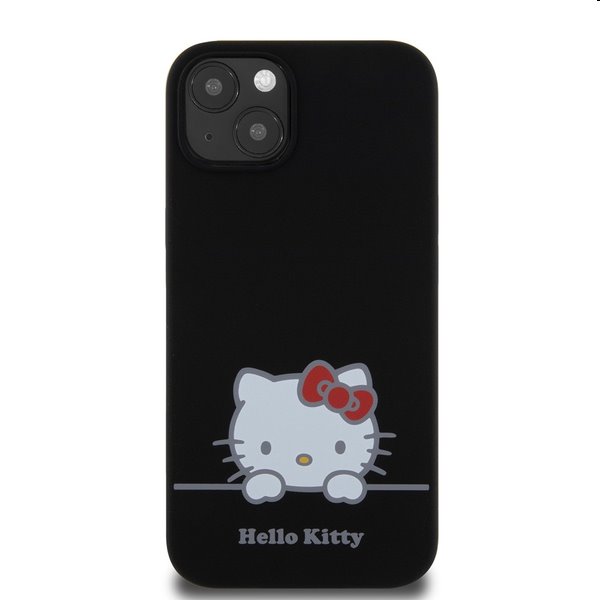Zadní kryt Hello Kitty Liquid Silicone Daydreaming Logo pro Apple iPhone 13, černé