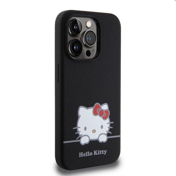 Zadní kryt Hello Kitty Liquid Silicone Daydreaming Logo pro Apple iPhone 15 Pro, černé