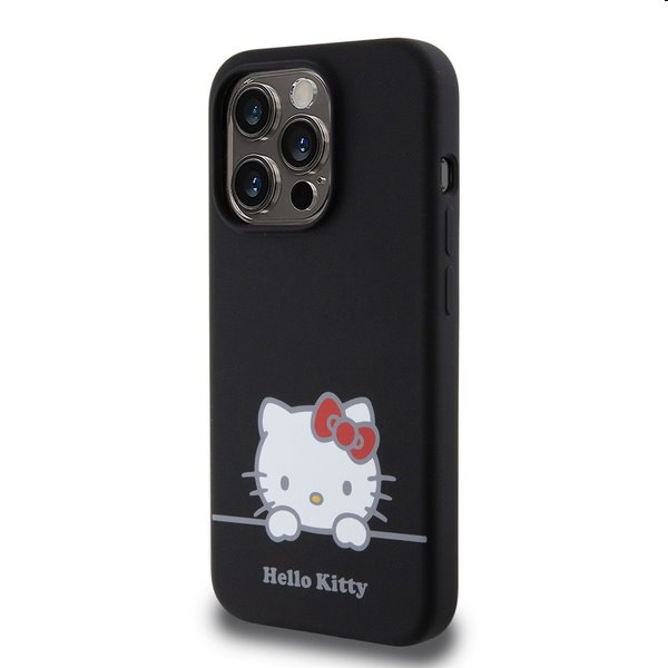 Zadní kryt Hello Kitty Liquid Silicone Daydreaming Logo pro Apple iPhone 15 Pro Max, černé