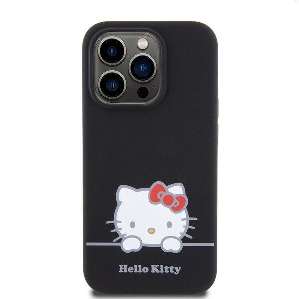 Zadní kryt Hello Kitty Liquid Silicone Daydreaming Logo pro Apple iPhone 15 Pro Max, černé