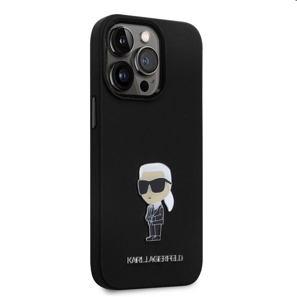 Zadní kryt Karl Lagerfeld Liquid Silicone Metal Ikonik pro Apple iPhone 15 Pro, černé