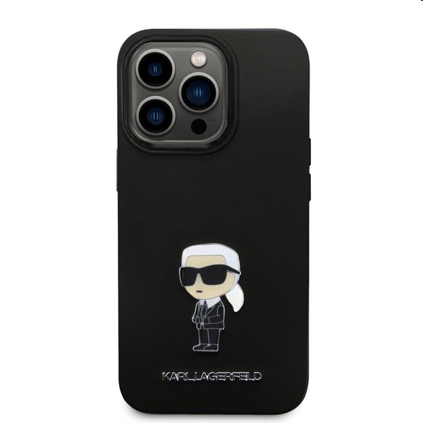 Zadní kryt Karl Lagerfeld Liquid Silicone Metal Ikonik pro Apple iPhone 15 Pro, černé